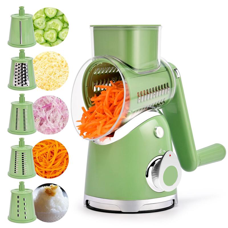Rotary Grater 5 Interchangeable Stainless Steel Blades Suction Cup