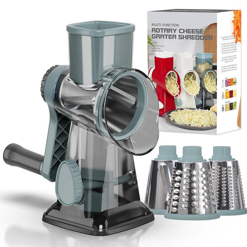 Rotary Grater Interchangeable Stainless Steel Drums Suction Cup Base