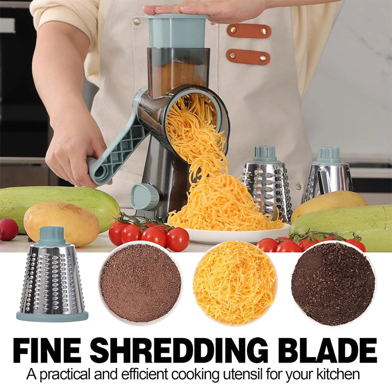 Rotary Grater Interchangeable Stainless Steel Drums Suction Cup Base