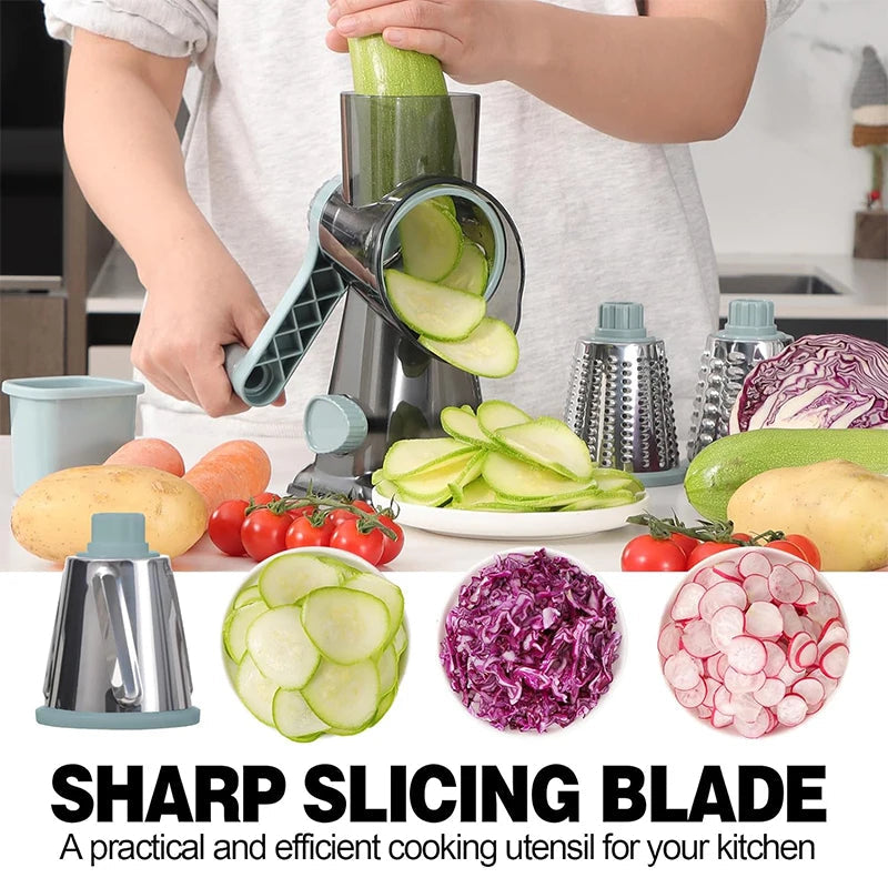 Rotary Grater Interchangeable Stainless Steel Drums Suction Cup Base