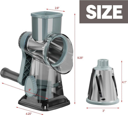 Rotary Grater Interchangeable Stainless Steel Drums Suction Cup Base