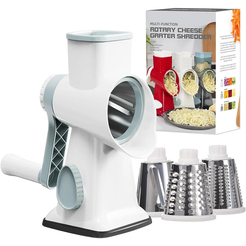 Rotary Grater Interchangeable Stainless Steel Drums Suction Cup Base