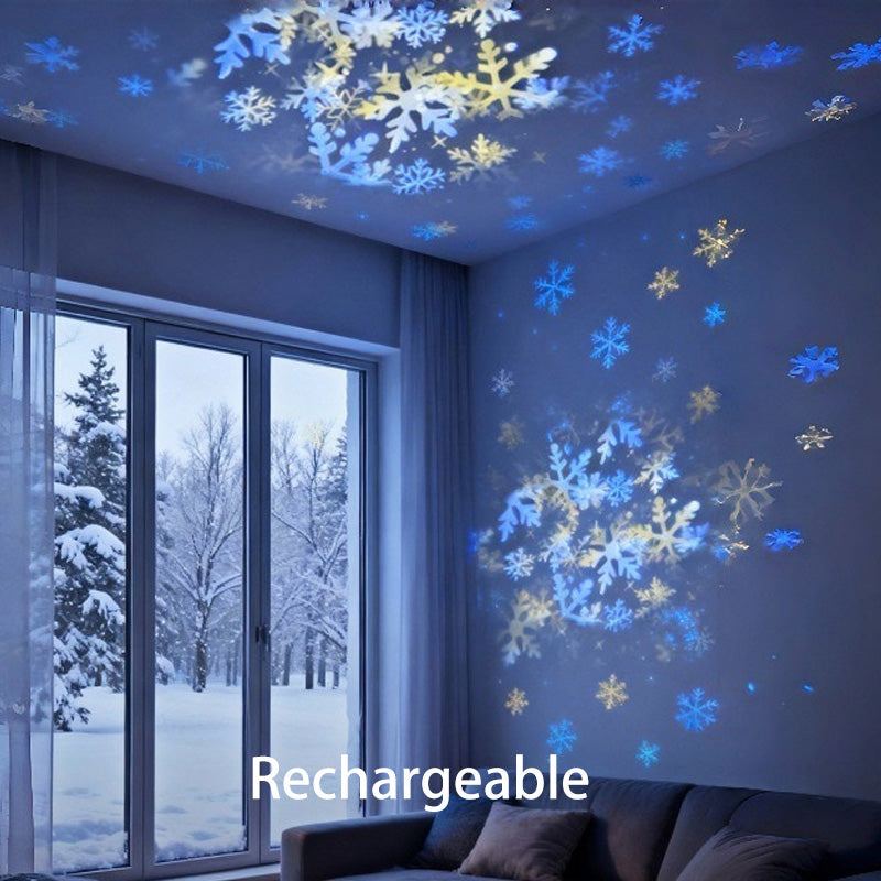 Rotating LED Projector Ocean Snowflake Christmas USB Rechargeable