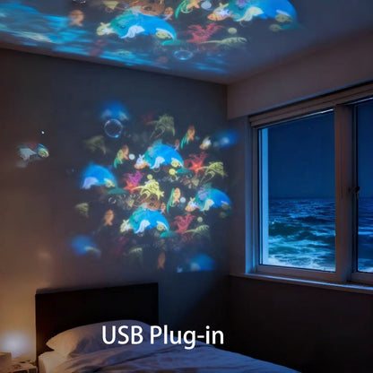 Rotating LED Projector Ocean Snowflake Christmas USB Rechargeable
