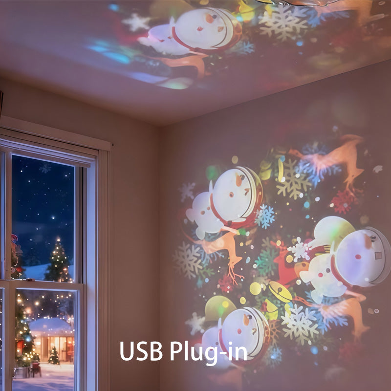 Rotating LED Projector Ocean Snowflake Christmas USB Rechargeable