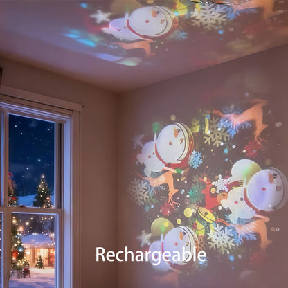 Rotating LED Projector Ocean Snowflake Christmas USB Rechargeable