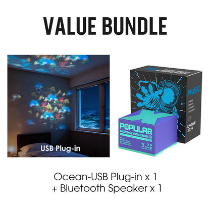 Rotating LED Projector Ocean Snowflake Christmas USB Rechargeable