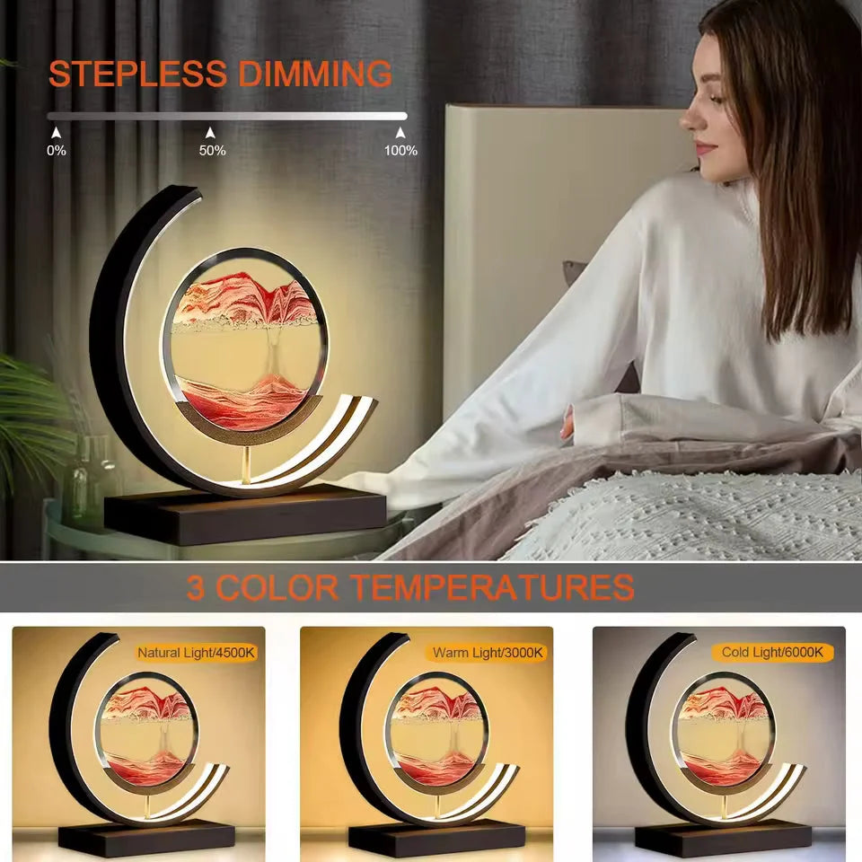 Rotating Sand Art Lamp Sealed Sand LED Touch Sensor