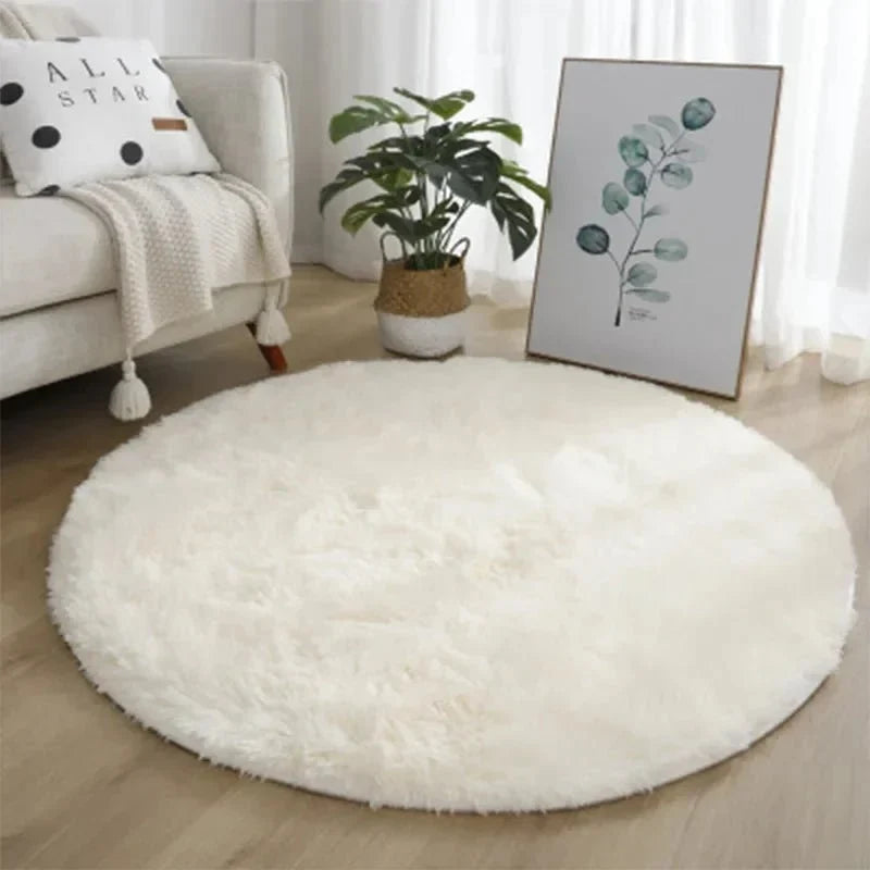 Round Area Rug Plush High-Pile Soft Underfoot