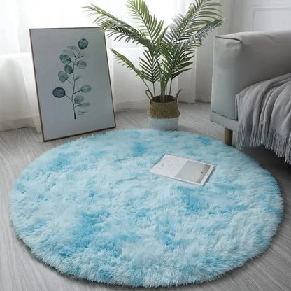 Round Area Rug Plush High-Pile Soft Underfoot