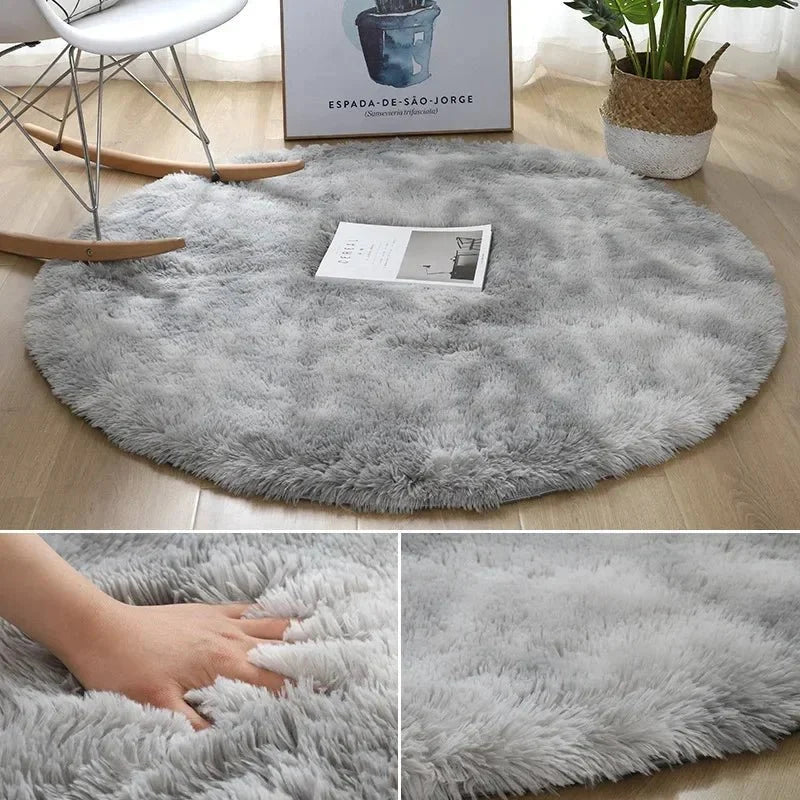 Round Area Rug Plush High-Pile Soft Underfoot