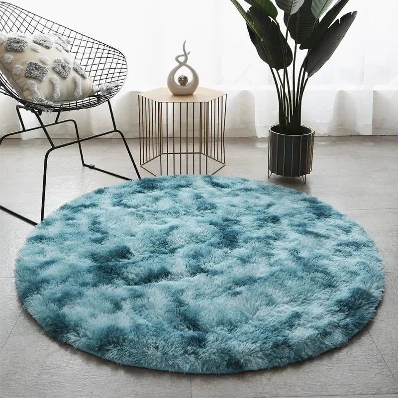 Round Area Rug Plush High-Pile Soft Underfoot