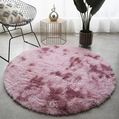 Round Area Rug Plush High-Pile Soft Underfoot