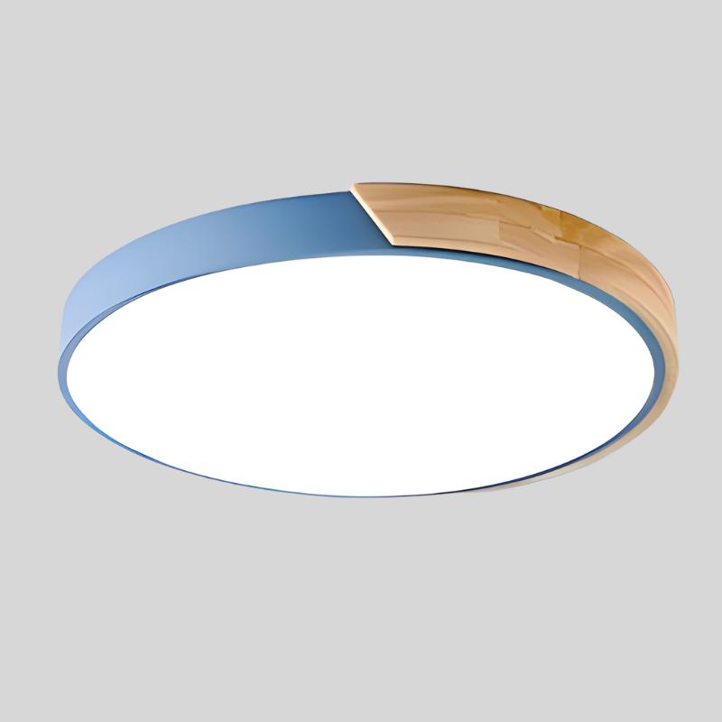 Round Ceiling Light Warm White Integrated LED Wood Accent