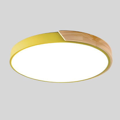 Round Ceiling Light Warm White Integrated LED Wood Accent
