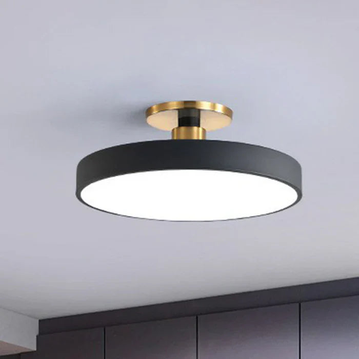 Round LED Ceiling Light Flush-Mount Brushed Brass 30cm