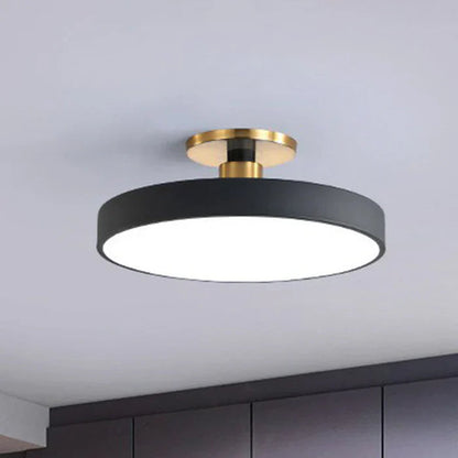Round LED Ceiling Light Flush-Mount Brushed Brass 30cm