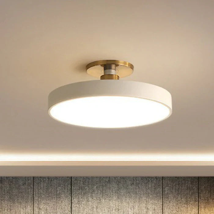 Round LED Ceiling Light Flush-Mount Brushed Brass 30cm