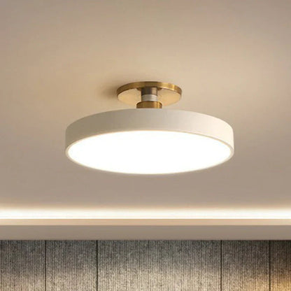 Round LED Ceiling Light Flush-Mount Brushed Brass 30cm