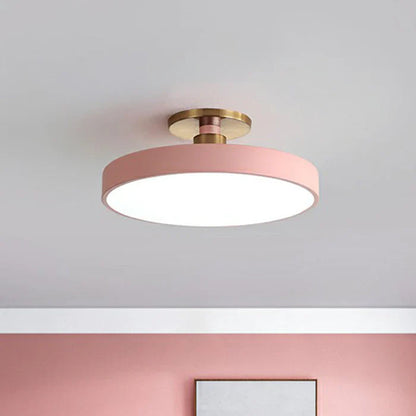 Round LED Ceiling Light Flush-Mount Brushed Brass 30cm