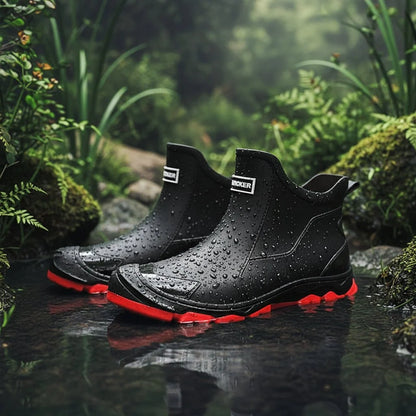 Rubber Boots Waterproof PVC Ankle-High Non-Slip Tread