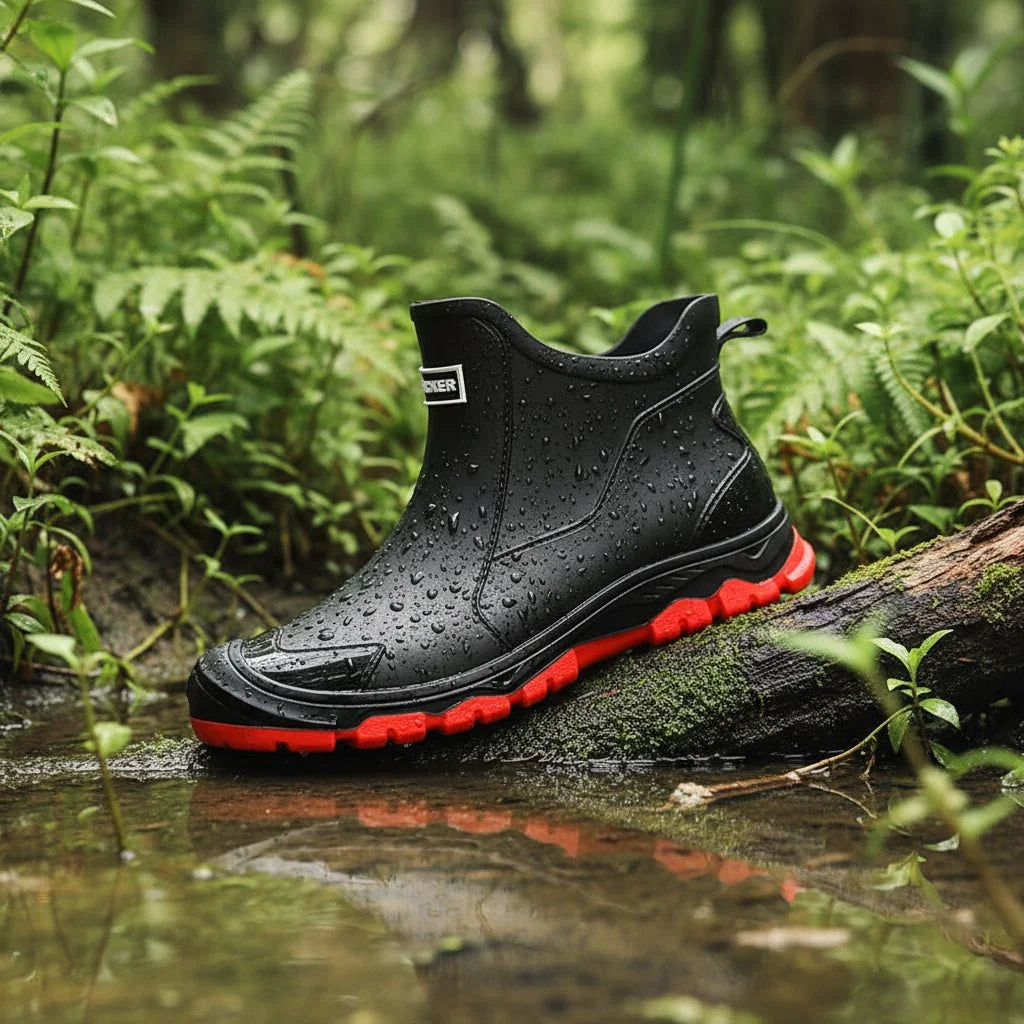 Rubber Boots Waterproof PVC Ankle-High Non-Slip Tread