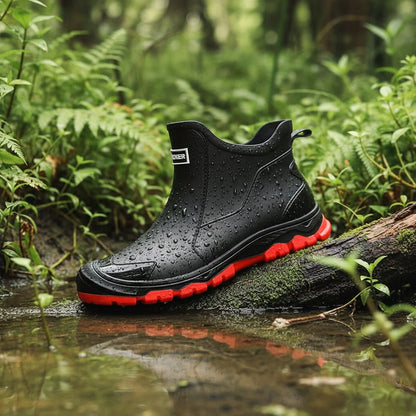 Rubber Boots Waterproof PVC Ankle-High Non-Slip Tread