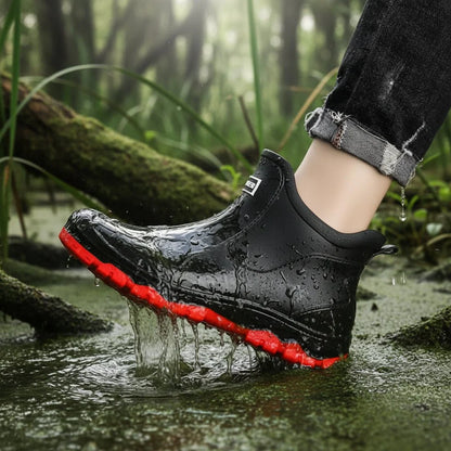 Rubber Boots Waterproof PVC Ankle-High Non-Slip Tread