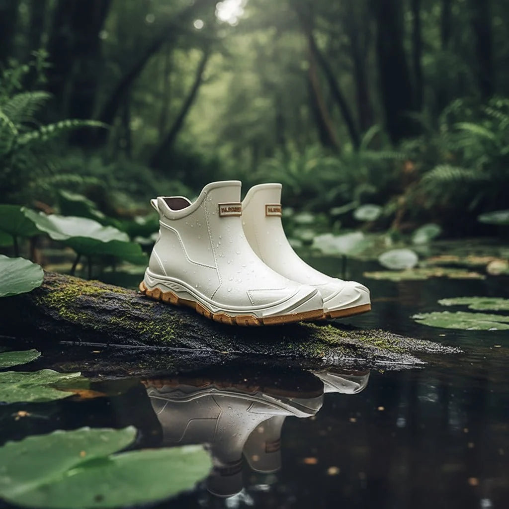 Rubber Boots Waterproof PVC Ankle-High Non-Slip Tread