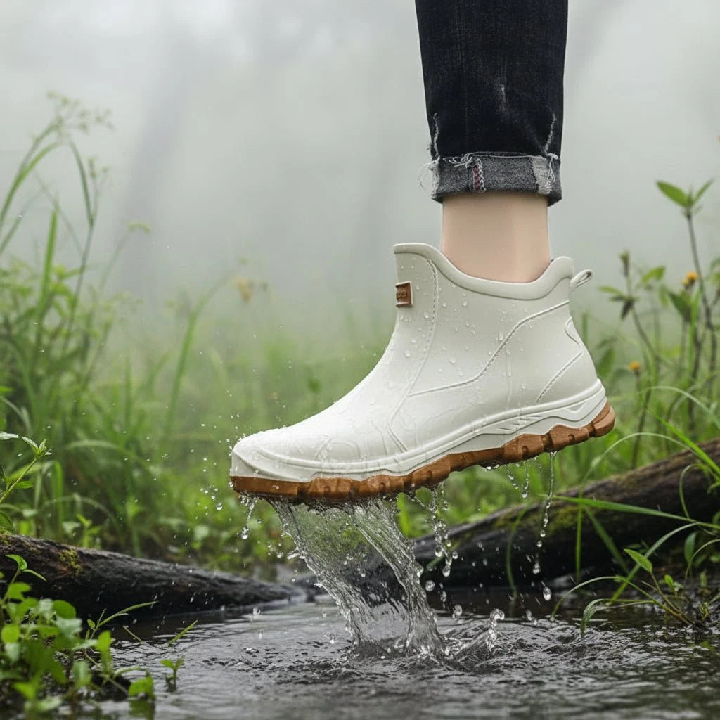 Rubber Boots Waterproof PVC Ankle-High Non-Slip Tread