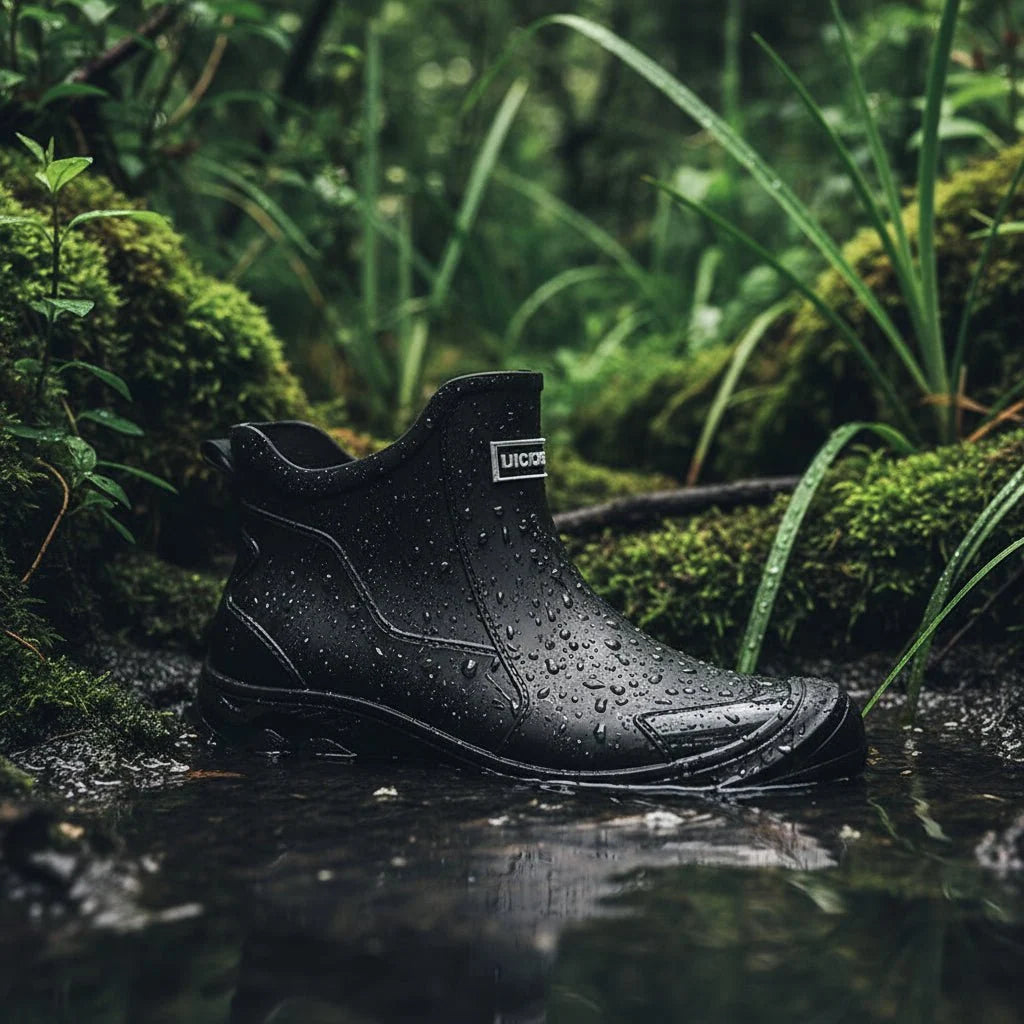 Rubber Boots Waterproof PVC Ankle-High Non-Slip Tread