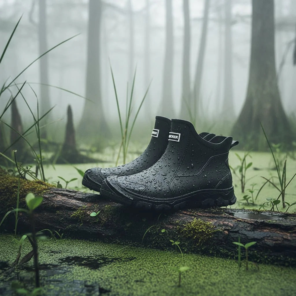 Rubber Boots Waterproof PVC Ankle-High Non-Slip Tread