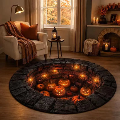 Rug 3D Pumpkin & Lantern Design Soft Durable Material