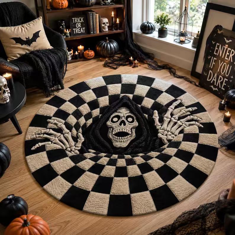 Rug 3D Pumpkin & Lantern Design Soft Durable Material
