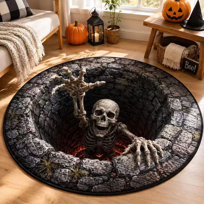 Rug 3D Pumpkin & Lantern Design Soft Durable Material