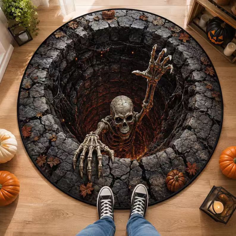 Rug 3D Pumpkin & Lantern Design Soft Durable Material