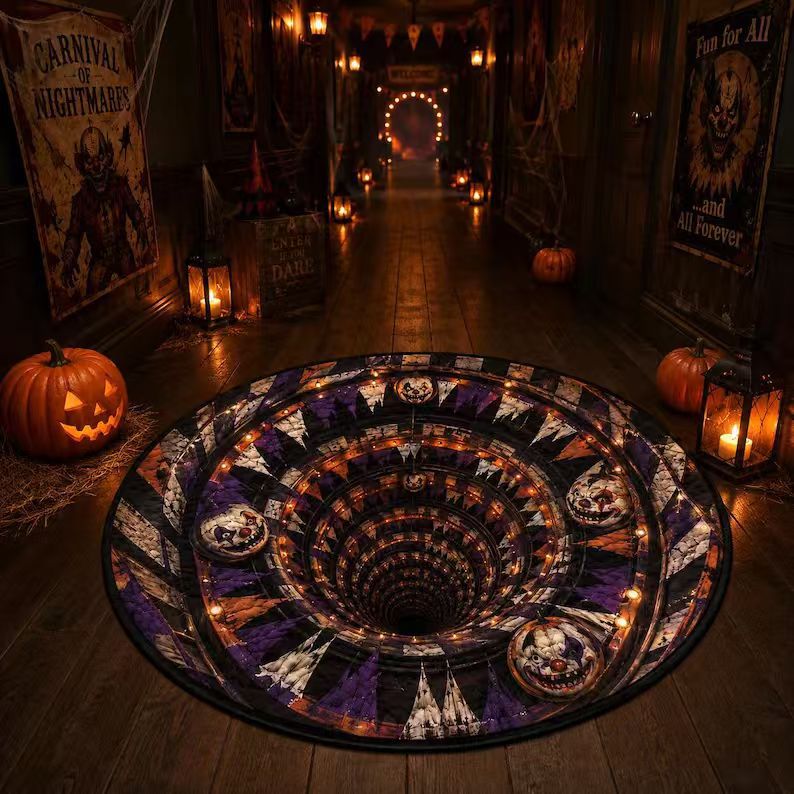 Rug 3D Pumpkin & Lantern Design Soft Durable Material