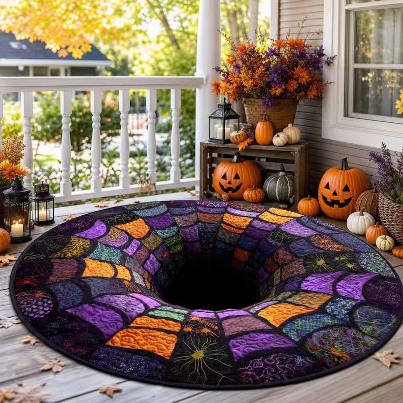 Rug 3D Pumpkin & Lantern Design Soft Durable Material