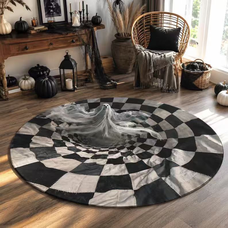 Rug 3D Pumpkin & Lantern Design Soft Durable Material