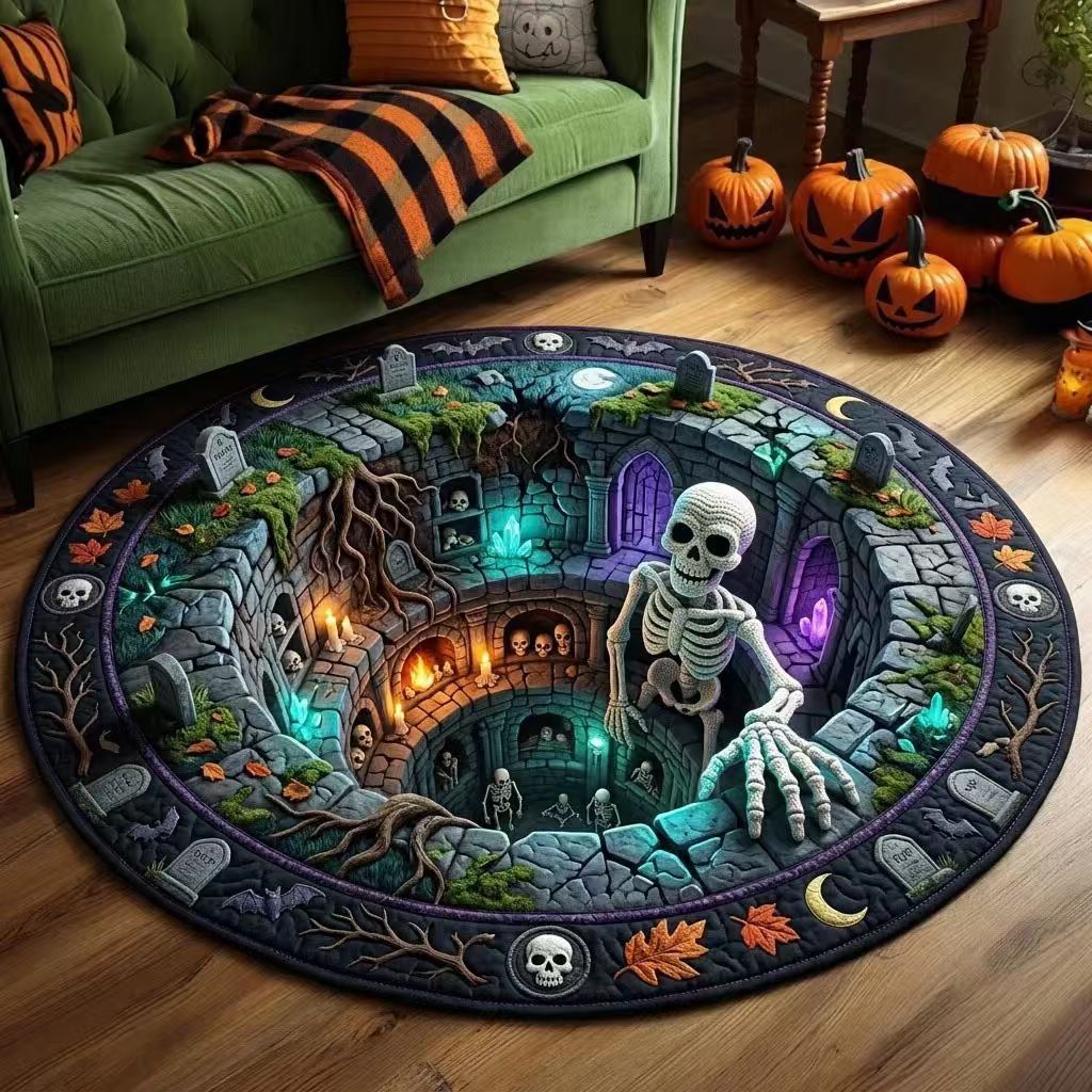 Rug 3D Pumpkin & Lantern Design Soft Durable Material