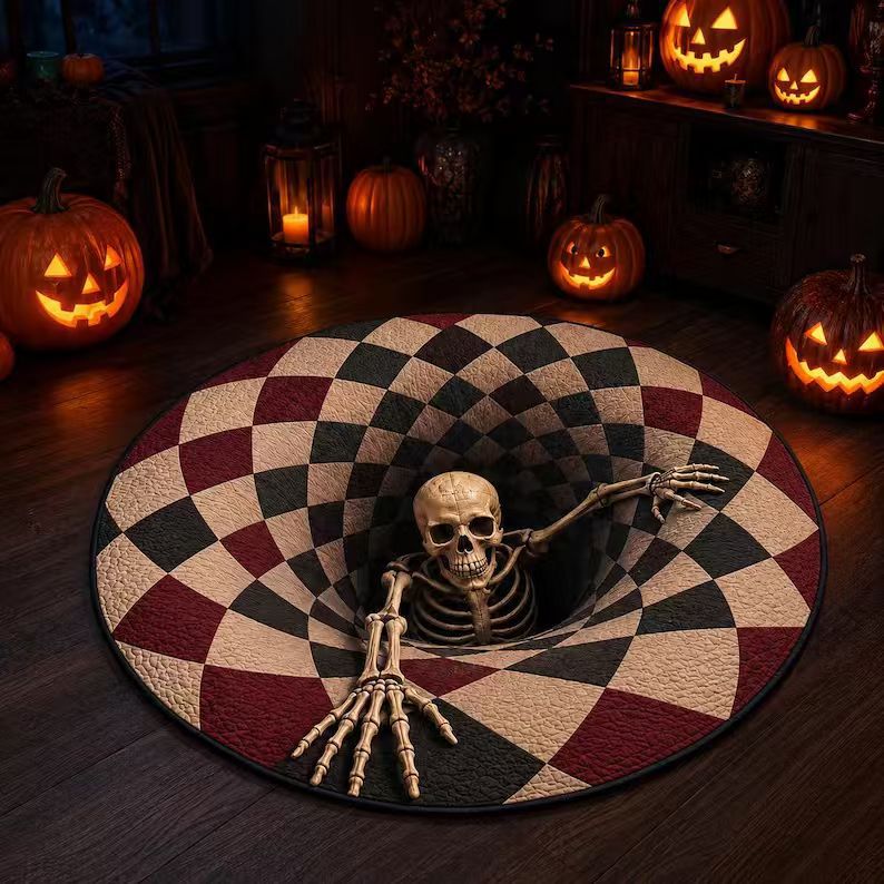 Rug 3D Pumpkin & Lantern Design Soft Durable Material
