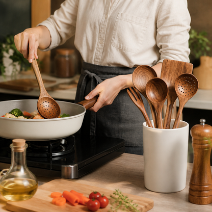 Space-Saving Safe For Non-Stick Cookware Utensil Set (7-Piece)