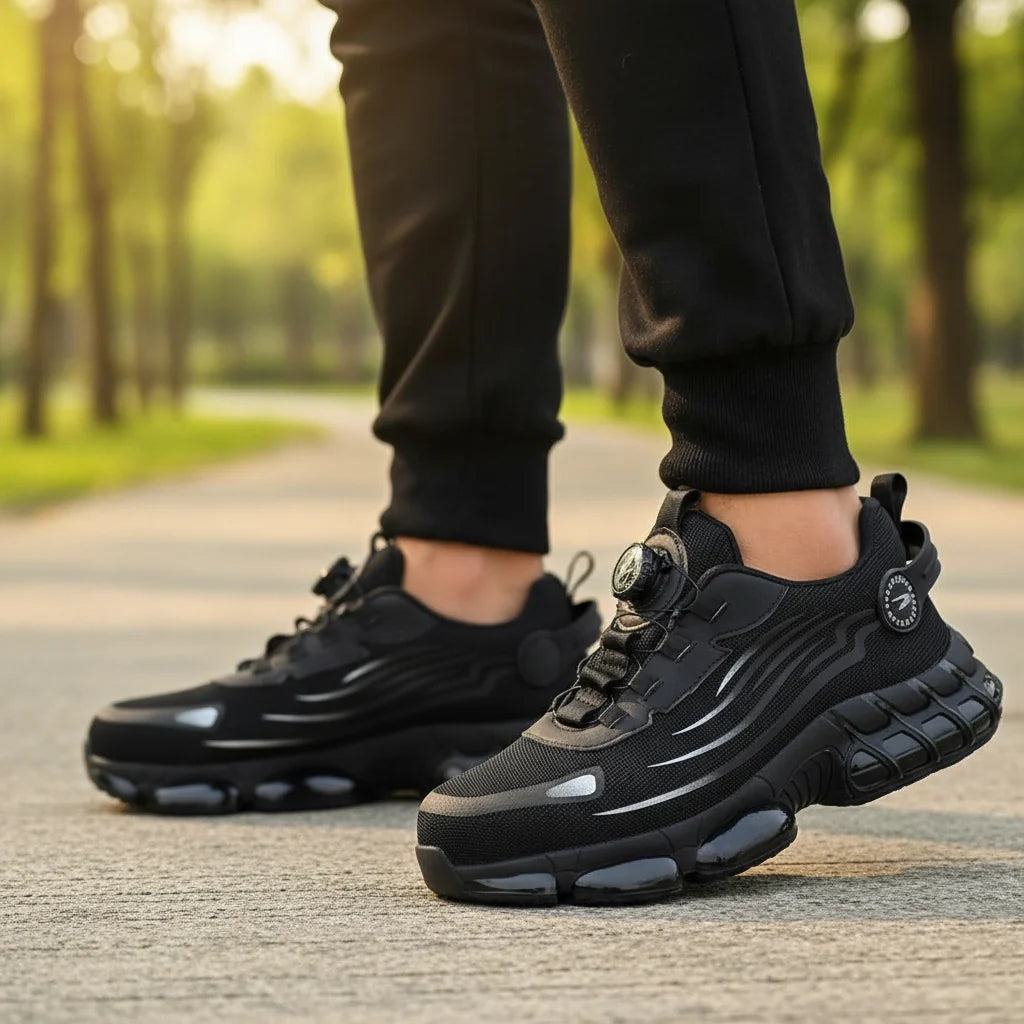 Safety Shoes with Wide Toe Cap, Breathable and Slip-Resistant Sole