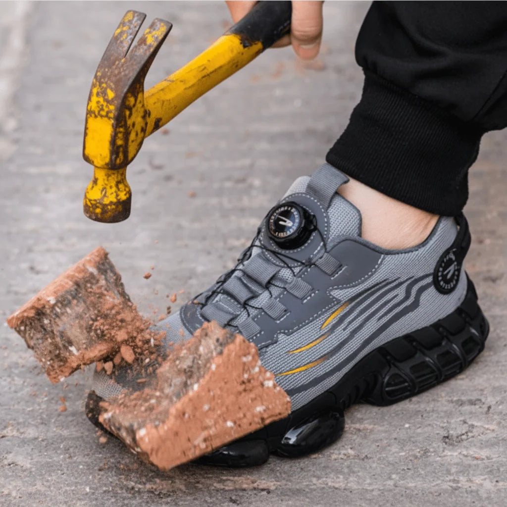 Safety Shoes with Wide Toe Cap, Breathable and Slip-Resistant Sole
