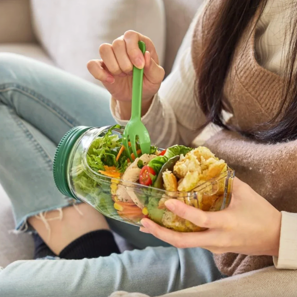 Salad Container Vertical Layering Leak-Proof Dressing Capsule