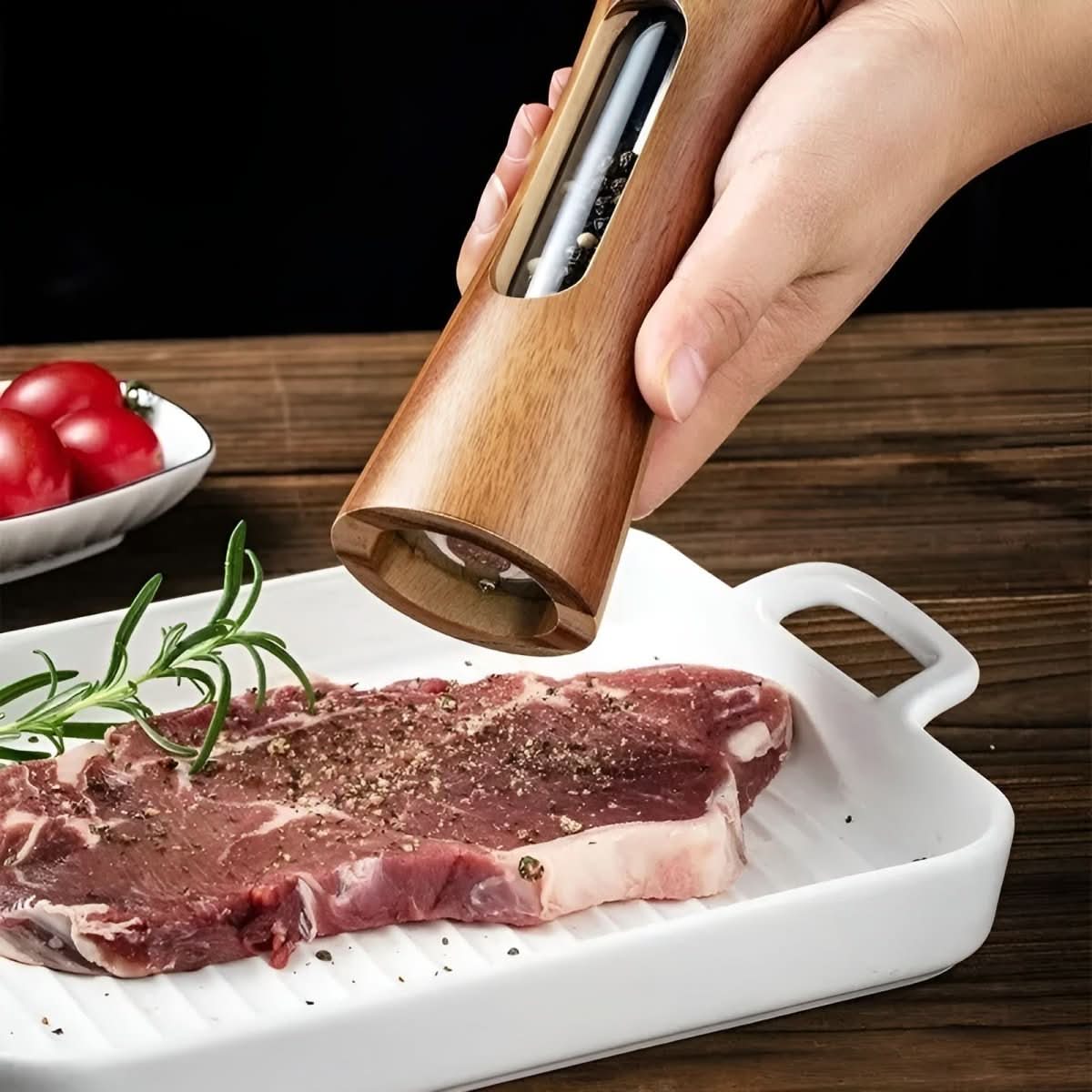 Salt And Pepper Grinder Set Adjustable Fine To Coarse Clear Viewing Window