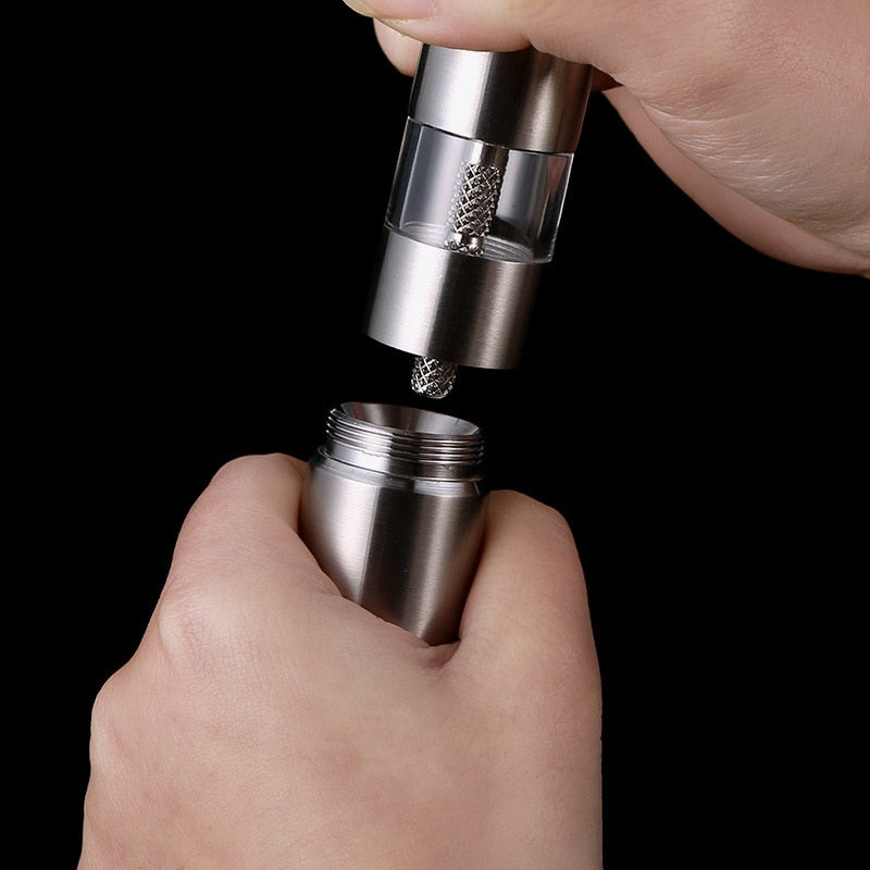 Salt And Pepper Mill Push Mechanism & Stainless Steel
