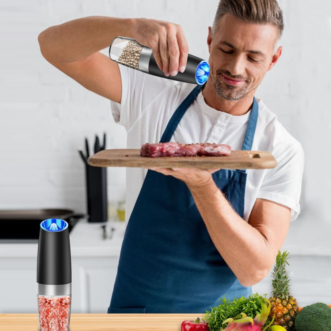 Salt & Pepper Grinder Set Gravity-Activated USB Rechargeable