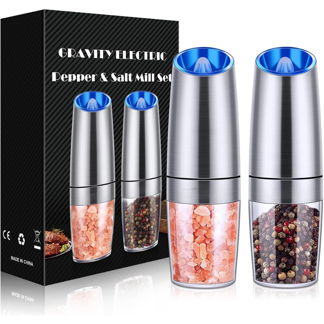 Salt & Pepper Grinder Set Gravity-Activated USB Rechargeable