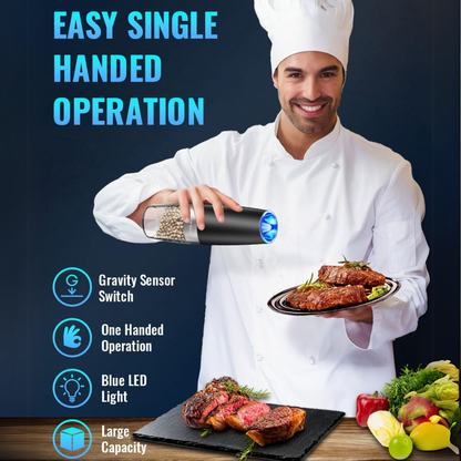 Salt & Pepper Grinder Set Gravity-Activated USB Rechargeable